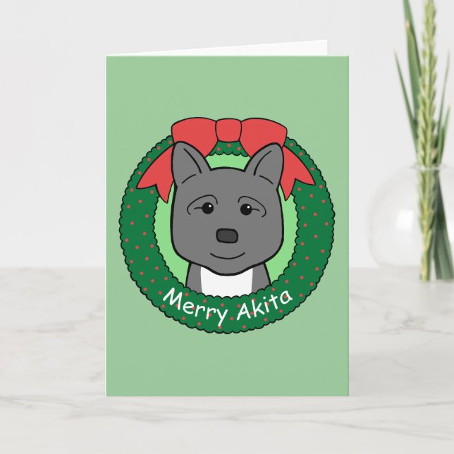 Akita Christmas Holiday Card (Front)