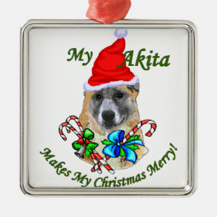 Akita Christmas Metal Ornament