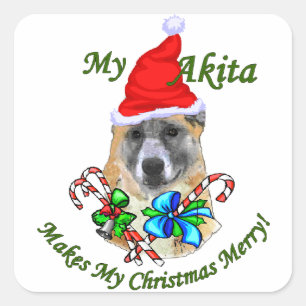 Akita Christmas Square Sticker