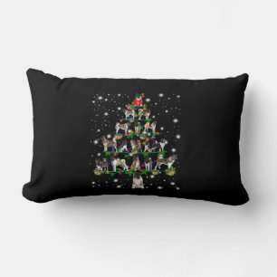 Akita Christmas Tree Covered By Flashli Lumbar Pillow