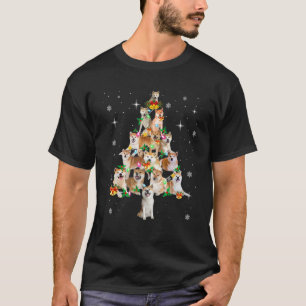 Akita Christmas Tree Lights Xmas Pajama Dog Lover  T-Shirt