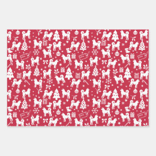 Akita Christmas Wrapping Paper Sheet