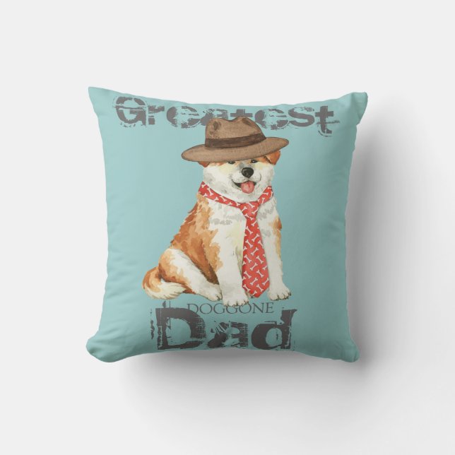 Akita Dad Throw Pillow (Front)