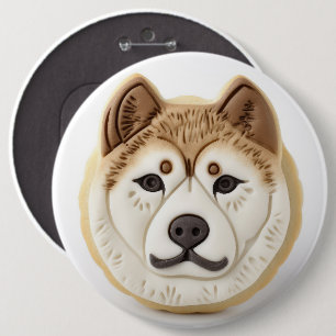Akita Dog 3D Inspired 6 Inch Round Button