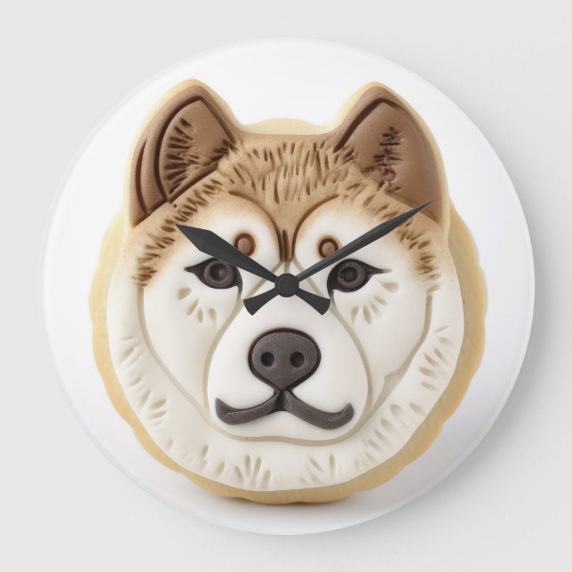 Akita Dog 3D Inspired Large Clock (Front)