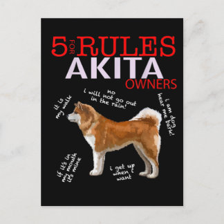 Akita Dog | 5 Rules Akita Dog Owner Invitation Postcard