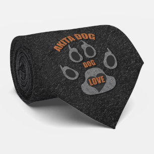 Akita Dog Breed Grey and Brown Paw Tie
