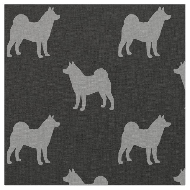Akita Dog Breed Silhouettes Grey and Black Fabric (Close Up)