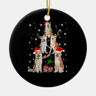 AKita Dog Christmas, Akita Santa Customs Product Ceramic Ornament