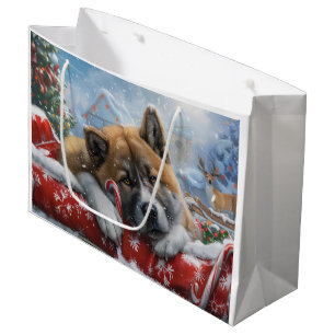 Akita Dog Christmas Festive Large Gift Bag