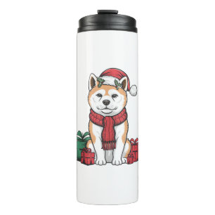 Akita Dog Christmas Parties Holiday Santa Dog Xmas Thermal Tumbler