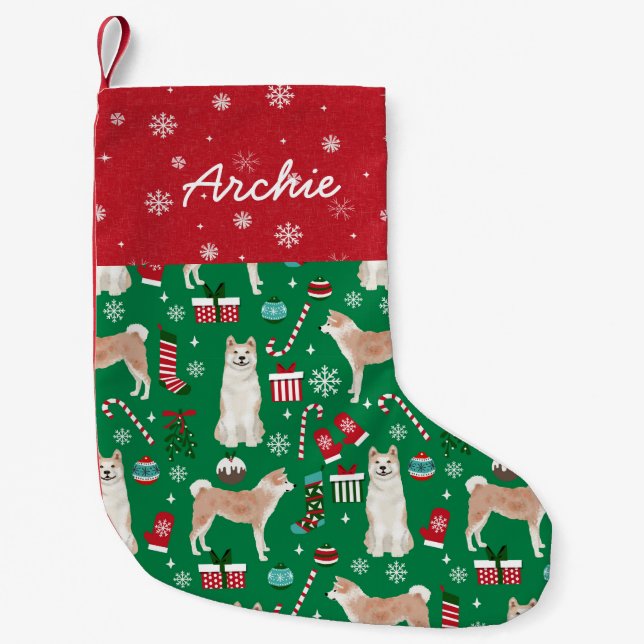 Akita Dog Christmas Stocking (Front)
