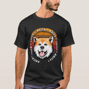 Akita dog distressed sunset retro dog face T-Shirt