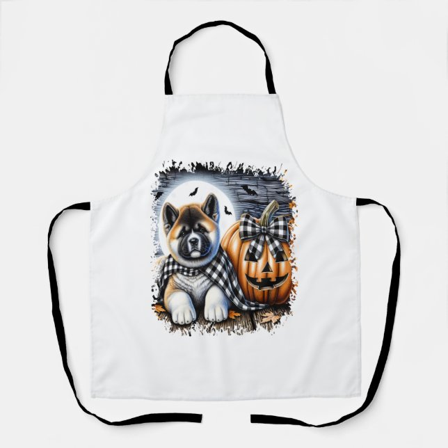 Akita Dog Halloween Square Apron (Front)