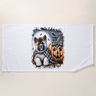 Akita Dog Halloween Square Beach Towel