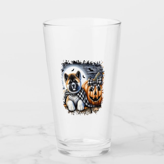 Akita Dog Halloween Square Glass (Front)