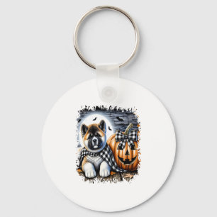 Akita Dog Halloween Square Keychain