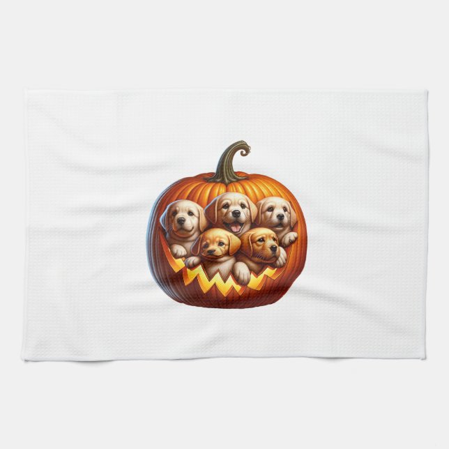 Akita Dog Halloween Square Kitchen Towel (Horizontal)
