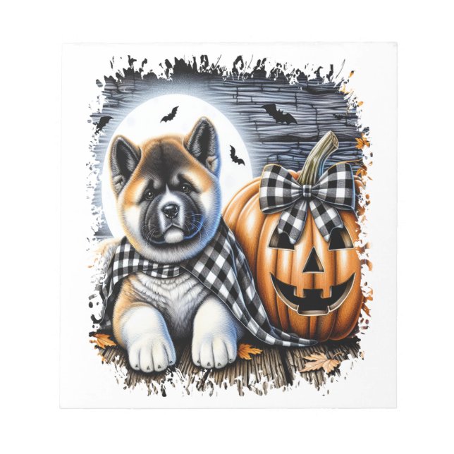 Akita Dog Halloween Square Notepad (Front)