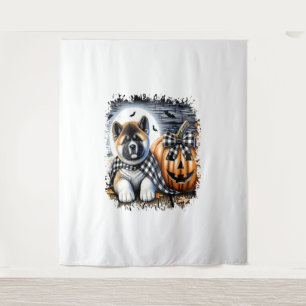 Akita Dog Halloween Square Tapestry