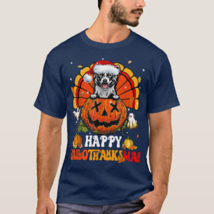 Akita Dog Happy Hallothanksmas Halloween Thanksgiv T-Shirt