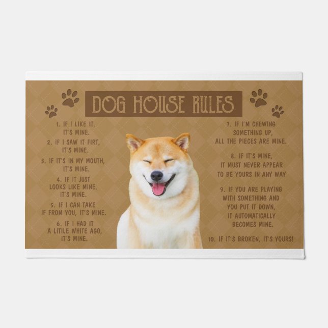 Akita  Dog House Rules, If It Broken, It’s Yours Doormat (Front)