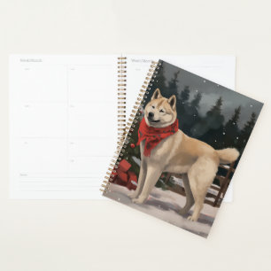 Akita Dog in Snow Christmas Planner