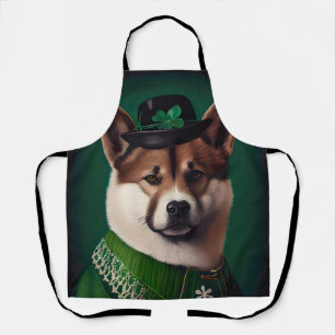 akita dog in St. Patrick's Day Dress Apron