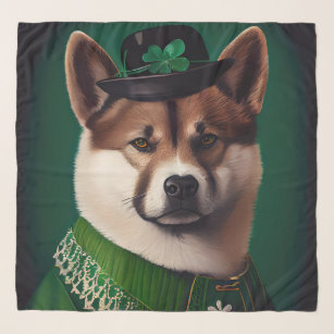akita dog in St. Patrick's Day Dress Scarf