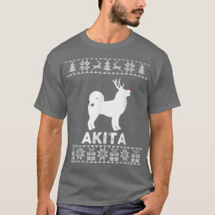 Akita Dog Lover Christmas Reindeer Ugly Christmas T-Shirt