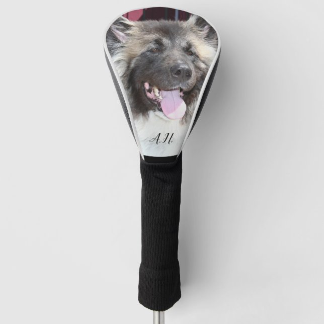 Akita dog monogrammed golf head cover (Front)