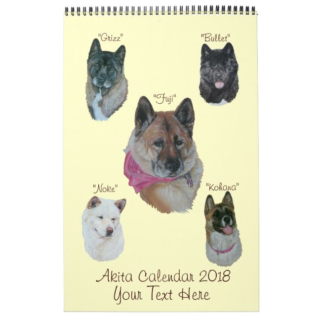 Akita dog portraits original realist art 2017 calendar (Cover)