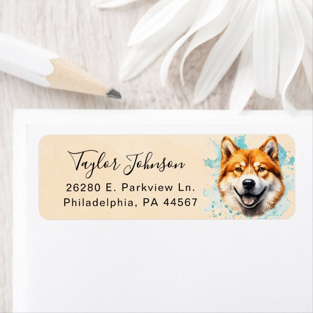 Akita Dog Return Address Label (Insitu)