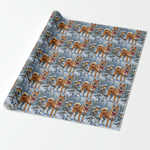 Akita Dog Serene Japanese Winter Christmas Wrapping Paper