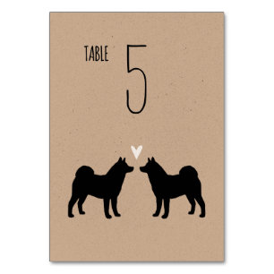 Akita Dog Silhouettes Wedding Reception Table Number