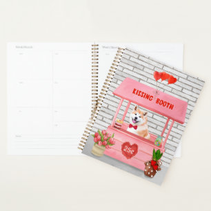 Akita Dog Valentine's Day Kissing Booth Planner