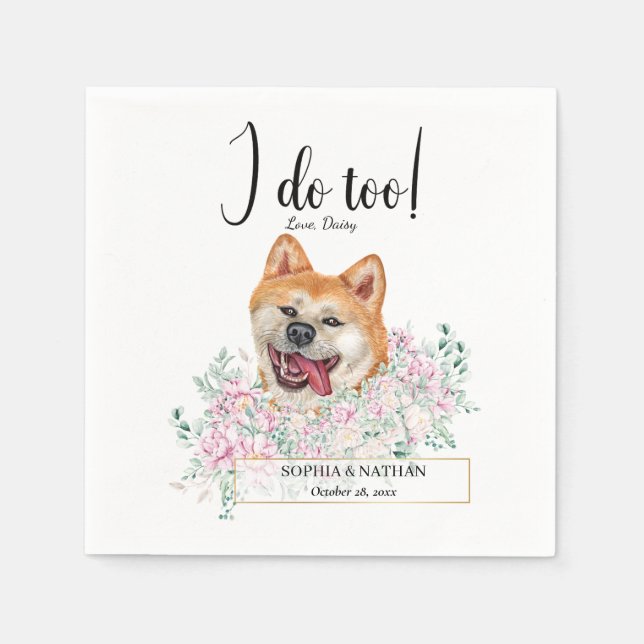 Akita Dog Wedding Cocktail Napkins (Front)