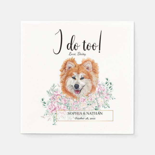 Akita Dog Wedding Cocktail Napkins (Front)