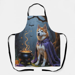 Akita Dog Whimsical Halloween Painting Apron
