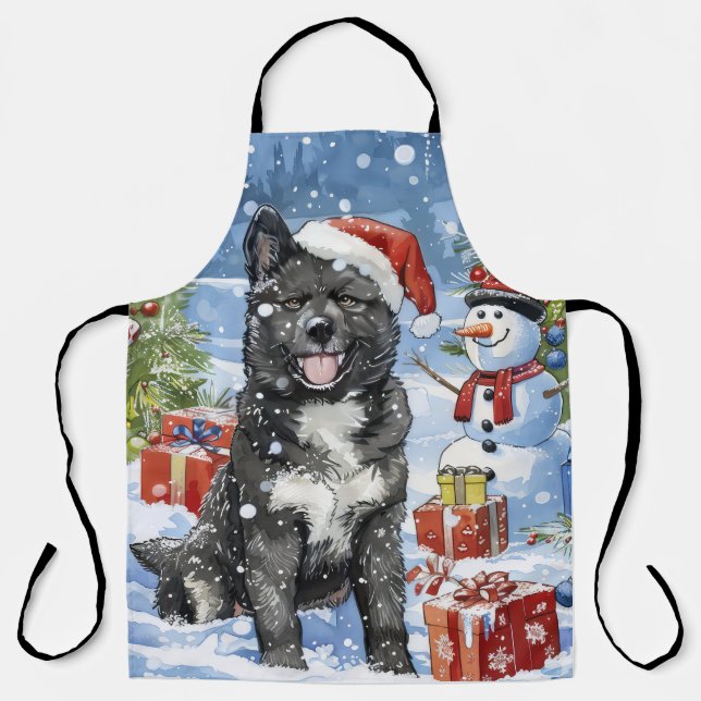 Akita Dog Winter Wonderland Christmas Joy Apron (Front)