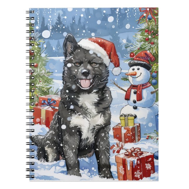 Akita Dog Winter Wonderland Christmas Joy Notebook (Front)