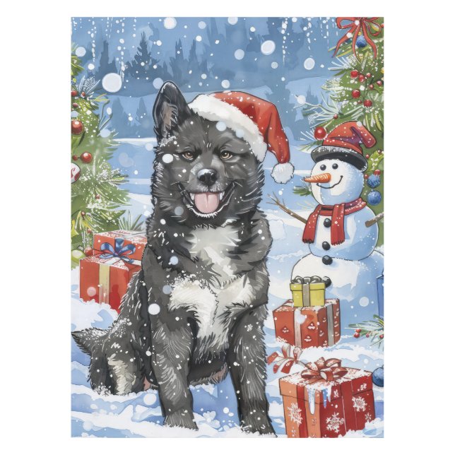 Akita Dog Winter Wonderland Christmas Joy Tablecloth (Front)