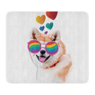 Akita Dog with Hearts Valentine's Day Cutting Board