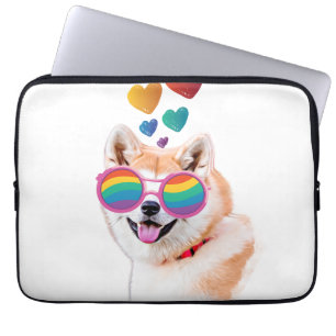 Akita Dog with Hearts Valentine's Day Laptop Sleeve