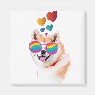 Akita Dog with Hearts Valentine's Day Magnet