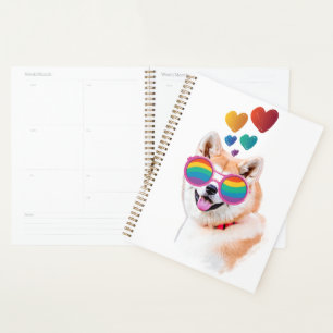 Akita Dog with Hearts Valentine's Day  Planner