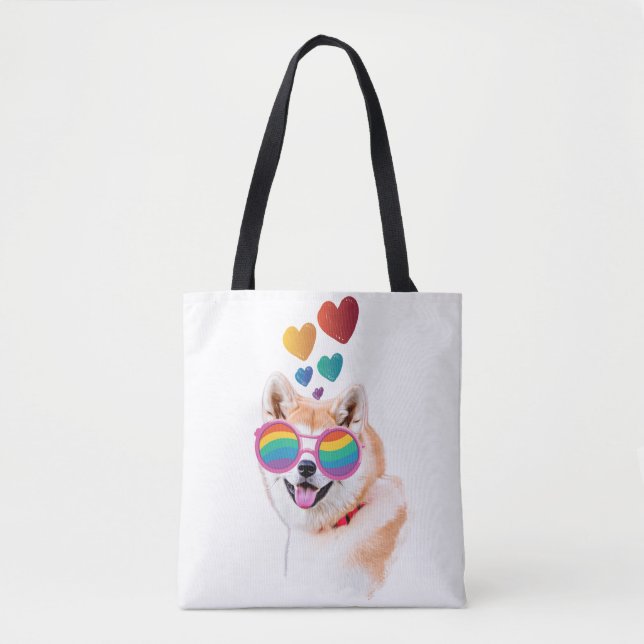 Akita Dog with Hearts Valentine's Day  Tote Bag (Front)