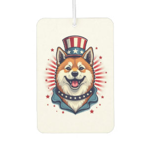 Akita dog with independence day  air freshener