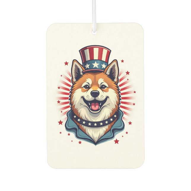 Akita dog with independence day  air freshener (Front)