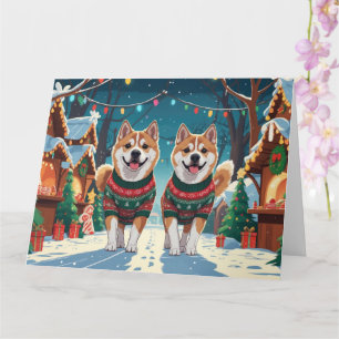Akita Dogs Christmas Snow Holiday Card